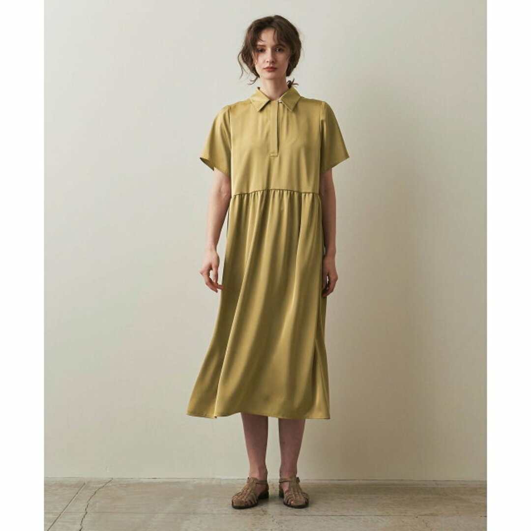 steven alan(スティーブンアラン)の【BEIGE】<Steven Alan>SATIN HALF SLEEVE  DRESS/ワンピース レディースのワンピース(ロングワンピース/マキシワンピース)の商品写真