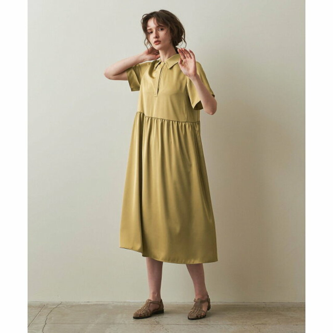 steven alan(スティーブンアラン)の【BEIGE】<Steven Alan>SATIN HALF SLEEVE  DRESS/ワンピース レディースのワンピース(ロングワンピース/マキシワンピース)の商品写真