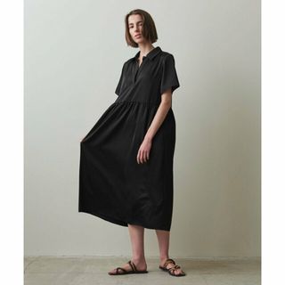 スティーブンアラン(steven alan)の【BLACK】<Steven Alan>SATIN HALF SLEEVE  DRESS/ワンピース(ロングワンピース/マキシワンピース)