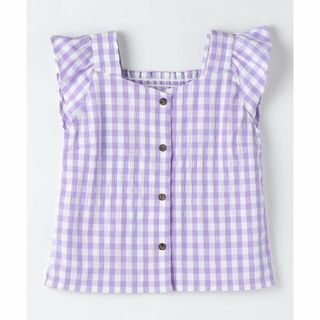 ユナイテッドアローズグリーンレーベルリラクシング(UNITED ARROWS green label relaxing)の【LILAC】チェック ショート ブラウス 140cm-150cm(Tシャツ/カットソー)