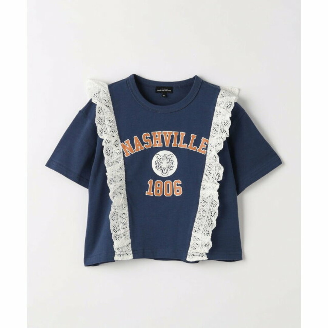 UNITED ARROWS green label relaxing(ユナイテッドアローズグリーンレーベルリラクシング)の【NAVY】カレッジ ロゴフリルTシャツ 100cm-130cm キッズ/ベビー/マタニティのキッズ服女の子用(90cm~)(Tシャツ/カットソー)の商品写真