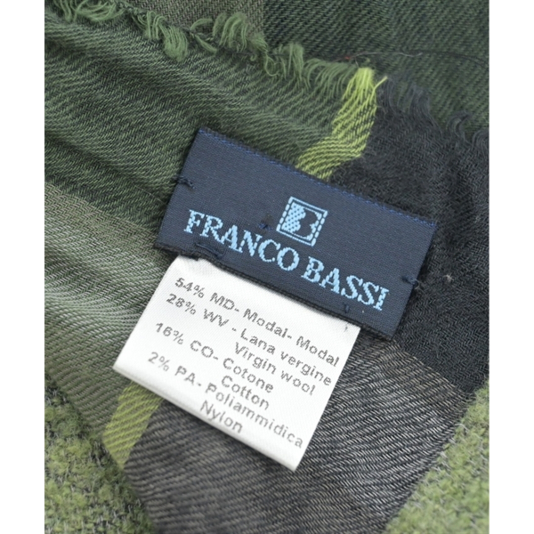 FRANCO BASSI(フランコバッシ)のFRANCO BASSI フランコ　バッシ ストール - 黒x緑系xグレー系 【古着】【中古】 メンズのファッション小物(ストール)の商品写真