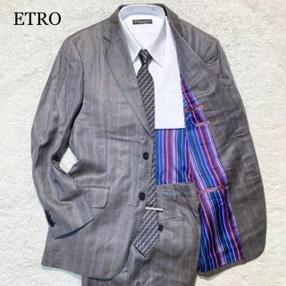 ETRO - 【美品】ETRO エトロ スーツ グレー ストライプ 裏地総柄 派手 48 L