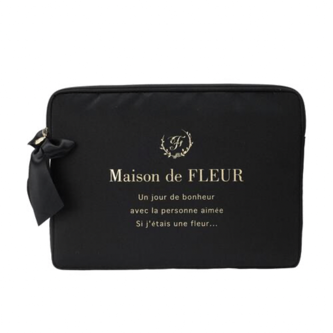 Maison de FLEUR(メゾンドフルール)のメゾンドフルール　サテンリボンPCケースM ブラック スマホ/家電/カメラのPC/タブレット(その他)の商品写真
