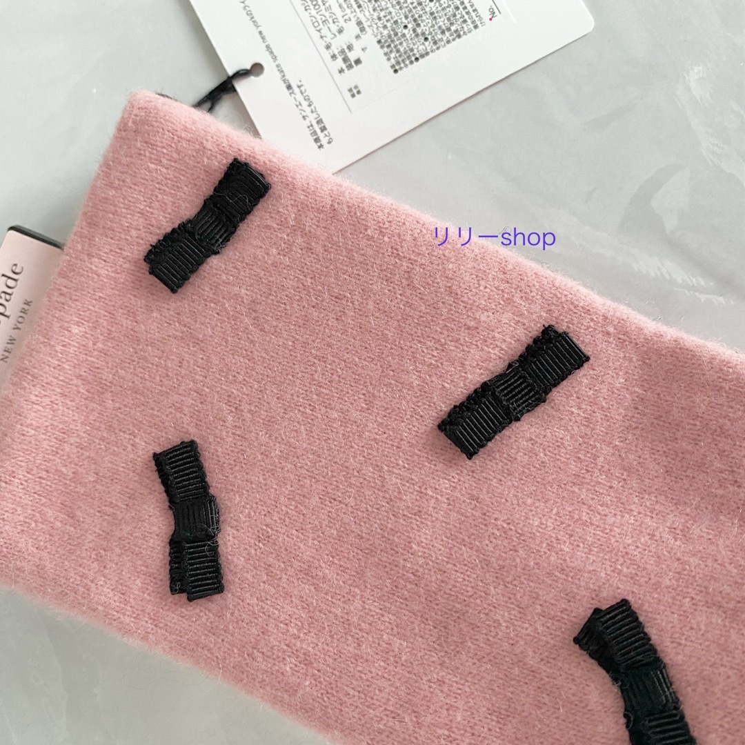 kate spade new york(ケイトスペードニューヨーク)の新品タグ付♡ ケイトスペードニューヨーク★　カシミヤ手袋　リボン　ピンク レディースのファッション小物(手袋)の商品写真