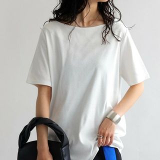 アンティカ(antiqua)のantiqua Tシャツ 綿100％ボートネックＴシャツ(Tシャツ(半袖/袖なし))