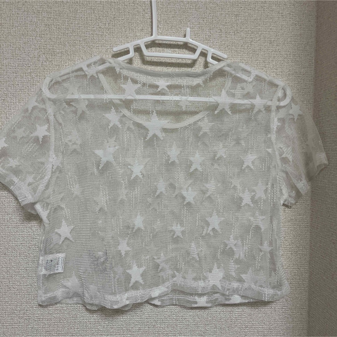 SHEIN(シーイン)のメッシュトップス　クロップド丈　xs レディースのトップス(Tシャツ(半袖/袖なし))の商品写真