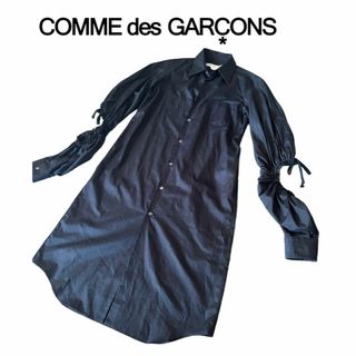 コムデギャルソン(COMME des GARCONS)の極美品★コムデギャルソン ギャザー ボリューム 変形 シャツワンピース ブラック(ロングワンピース/マキシワンピース)