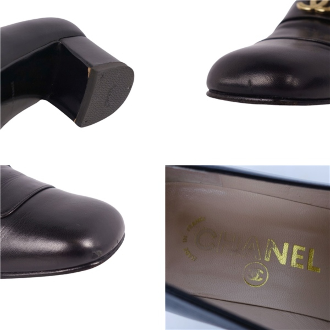 CHANEL(シャネル)のVintage シャネル CHANEL パンプス ローファー ヒール ココマーク カーフレザー シューズ レディース 37 ブラック レディースの靴/シューズ(ハイヒール/パンプス)の商品写真