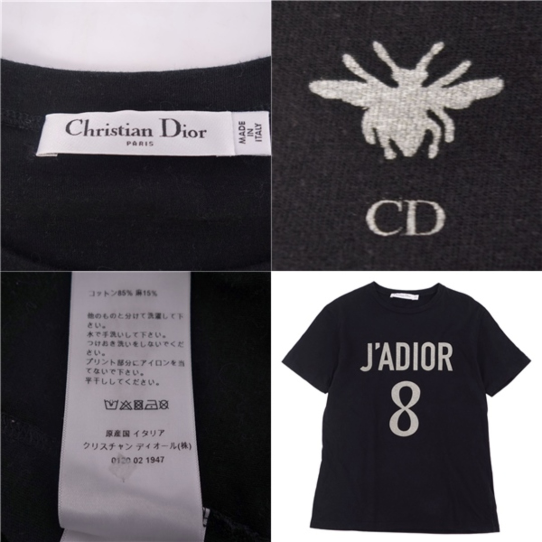 Christian Dior(クリスチャンディオール)の美品 クリスチャンディオール Christian Dior Tシャツ カットソー 半袖 ショートスリーブ Bee トップス レディース XS ブラック レディースのトップス(Tシャツ(半袖/袖なし))の商品写真