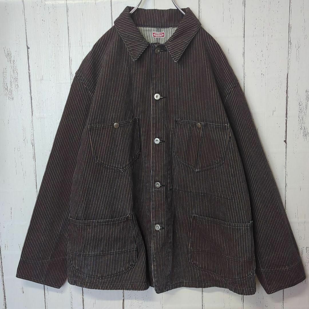 BEAMS(ビームス)の☆良品☆ BEAMS ビームス ヒッコリー カバーオール ワークジャケット Ｌ メンズのジャケット/アウター(カバーオール)の商品写真