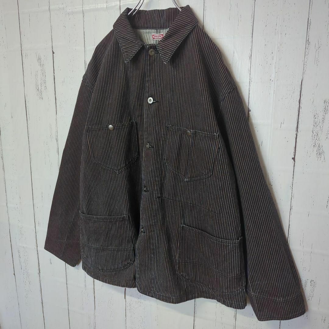 BEAMS(ビームス)の☆良品☆ BEAMS ビームス ヒッコリー カバーオール ワークジャケット Ｌ メンズのジャケット/アウター(カバーオール)の商品写真