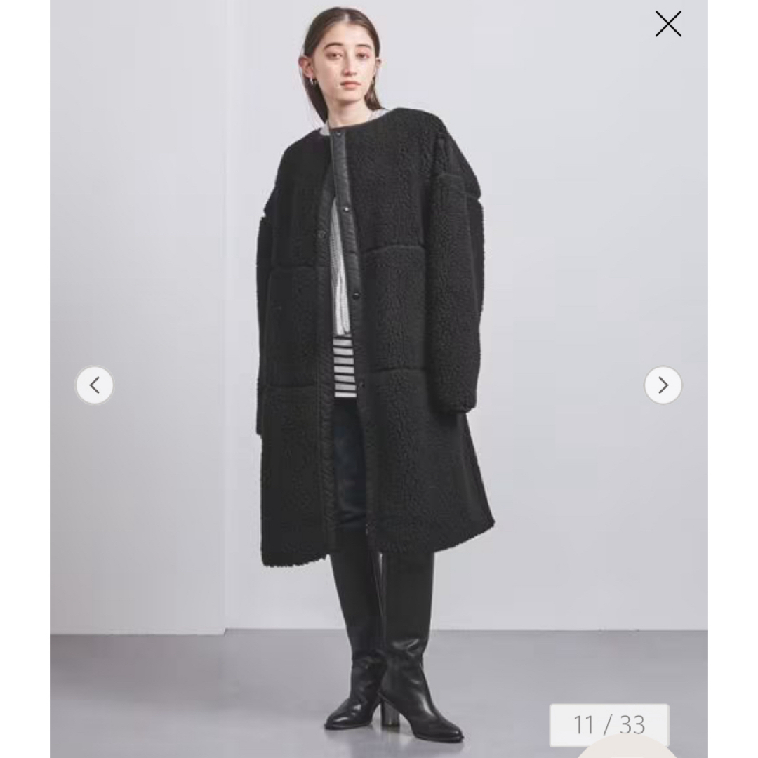 HYKE(ハイク)の新品　HYKE  FAUX SHEARLING COAT サイズ2 ブラック  レディースのジャケット/アウター(ロングコート)の商品写真