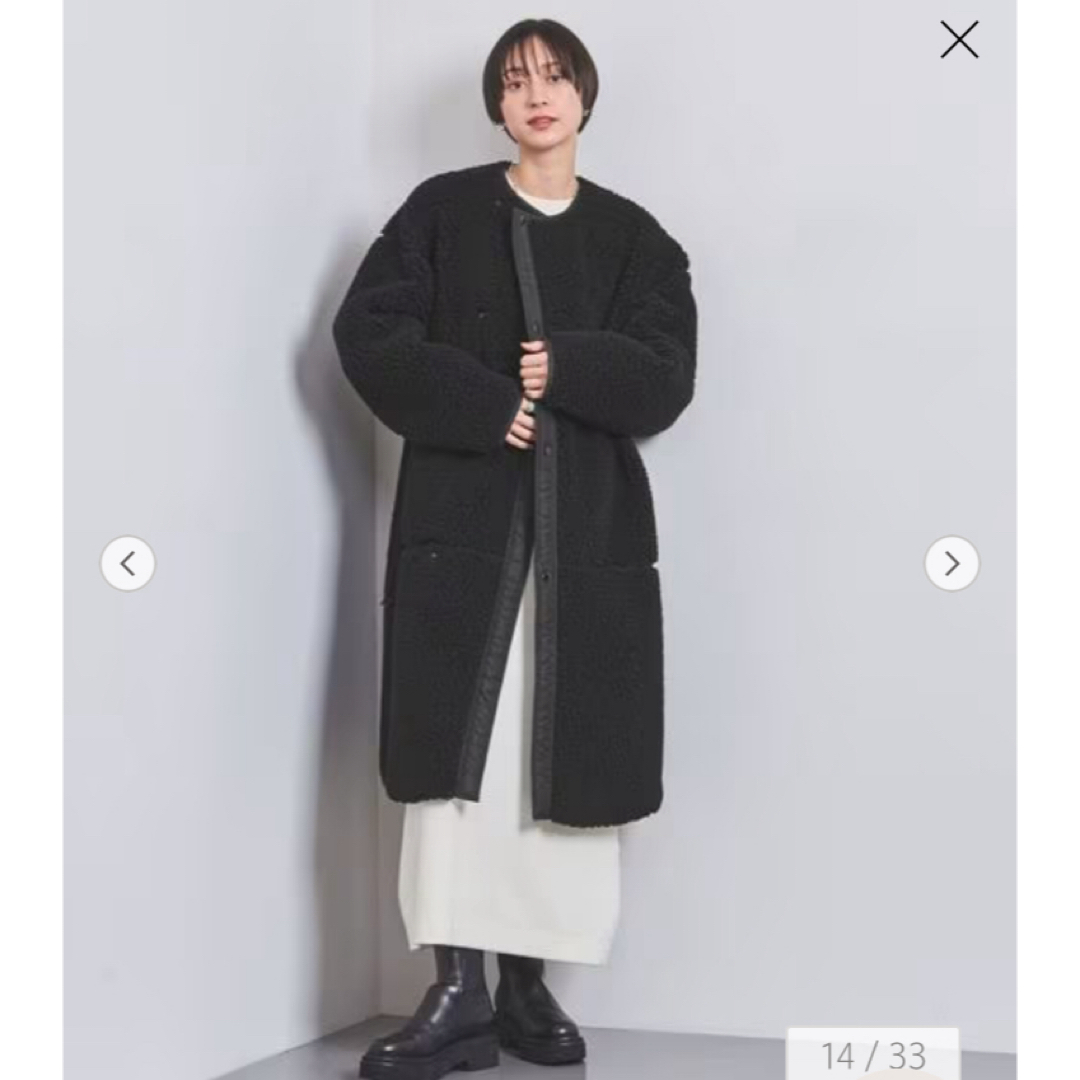 HYKE(ハイク)の新品　HYKE  FAUX SHEARLING COAT サイズ2 ブラック  レディースのジャケット/アウター(ロングコート)の商品写真