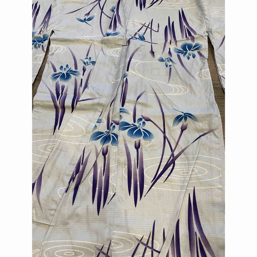 ゆかた浴衣身丈約155cm水色花柄レディース松村綿100%青ブルー和柄布地 レディースの水着/浴衣(浴衣)の商品写真