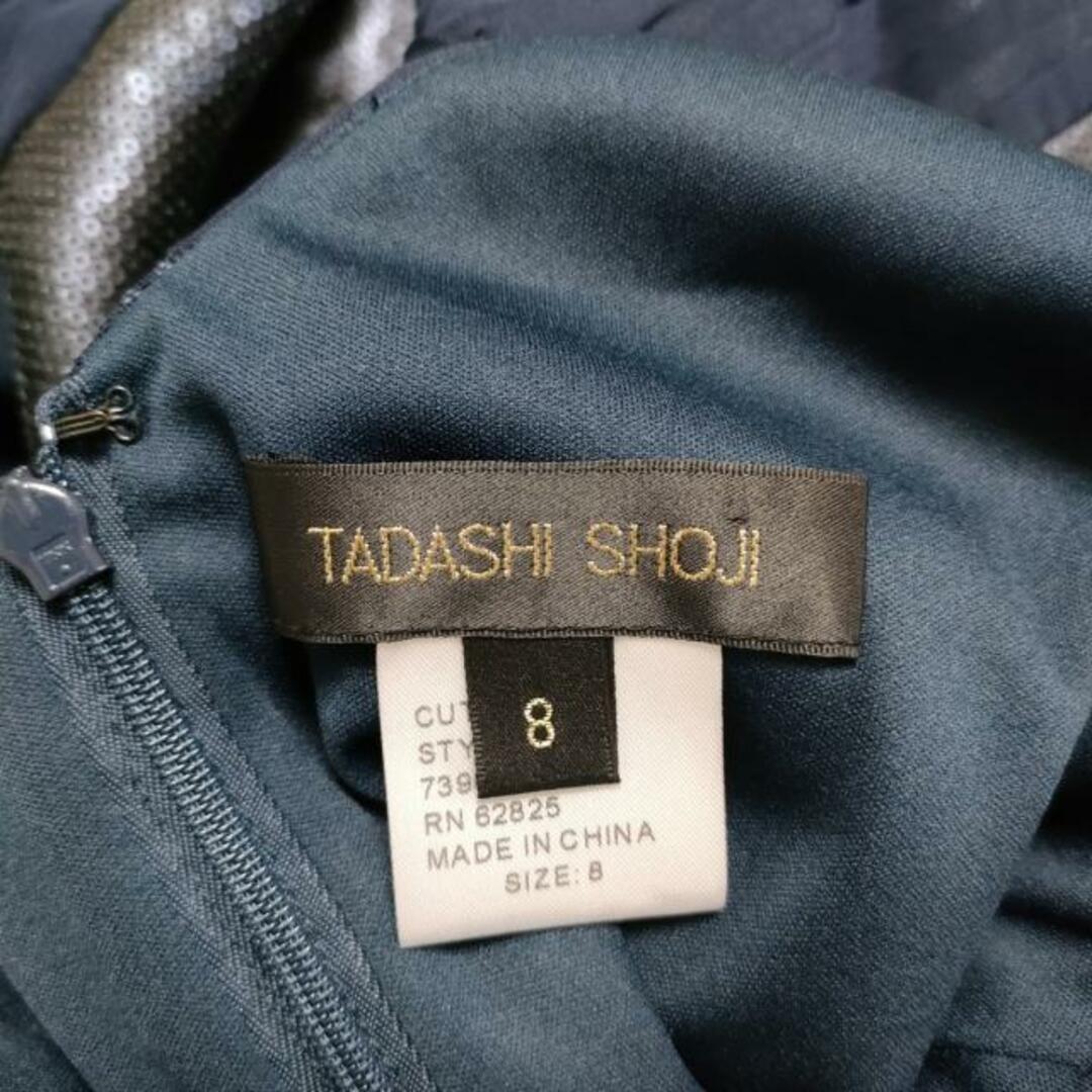 TADASHI SHOJI(タダシショウジ)のTADASHISHOJI(タダシショージ) ワンピース サイズ8 M レディース - ダークネイビー Vネック/ノースリーブ/ひざ丈/スパンコール レディースのワンピース(その他)の商品写真