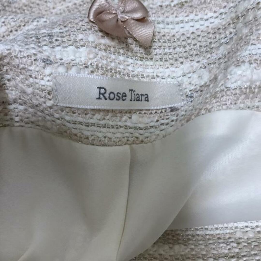 Rose Tiara(ローズティアラ)のRose Tiara(ローズティアラ) ワンピース サイズ46 XL レディース - アイボリー×ライトピンク×マルチ クルーネック/ノースリーブ/ロング/ツイード/ビジュー/レース レディースのワンピース(その他)の商品写真