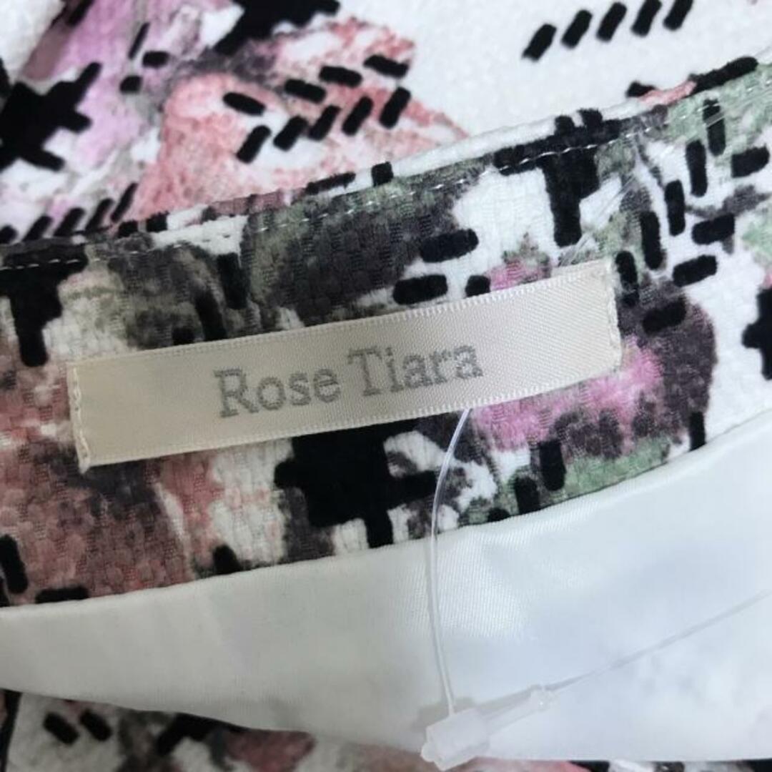 Rose Tiara(ローズティアラ)のRose Tiara(ローズティアラ) ワンピース サイズ46 XL レディース - 白×黒×マルチ クルーネック/半袖/ひざ丈/花柄 レディースのワンピース(その他)の商品写真