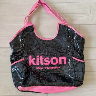キットソン(KITSON)のKITSON 黒スパンコール ピンクロゴ トートバッグ(トートバッグ)