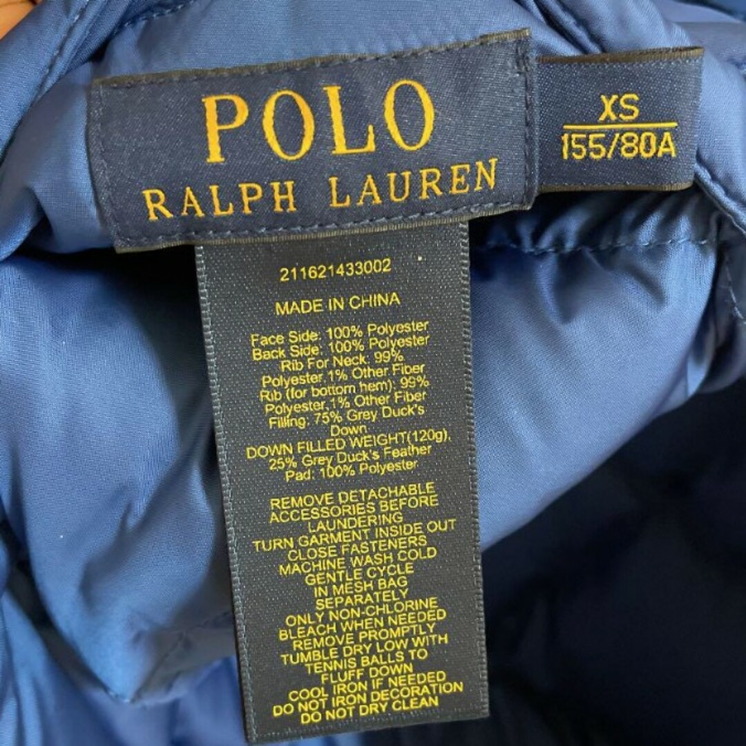 POLO RALPH LAUREN(ポロラルフローレン)の新品　ポロラルフローレン　レディース　ＸＳダウンベスト　黒　紺　リバーシブル レディースのジャケット/アウター(ダウンベスト)の商品写真