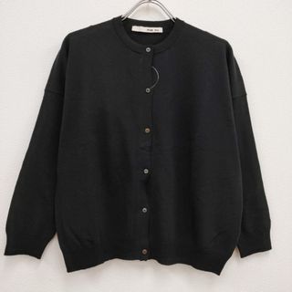 エヴァムエヴァ(evam eva)のevam eva コットンラミー cotton ramie cardigan E231K055 クルーネック カーディガン ブラック レディース エヴァムエヴァ【中古】4-0302M♪(カーディガン)