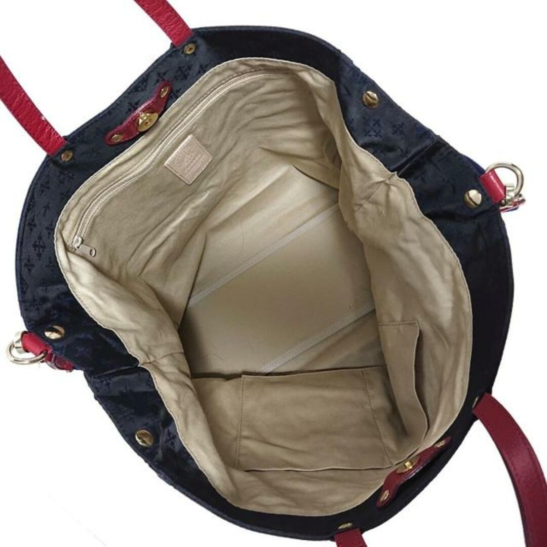 Russet(ラシット)のrusset(ラシット) トートバッグ - 黒×ネイビー×レッド ナイロン×レザー レディースのバッグ(トートバッグ)の商品写真