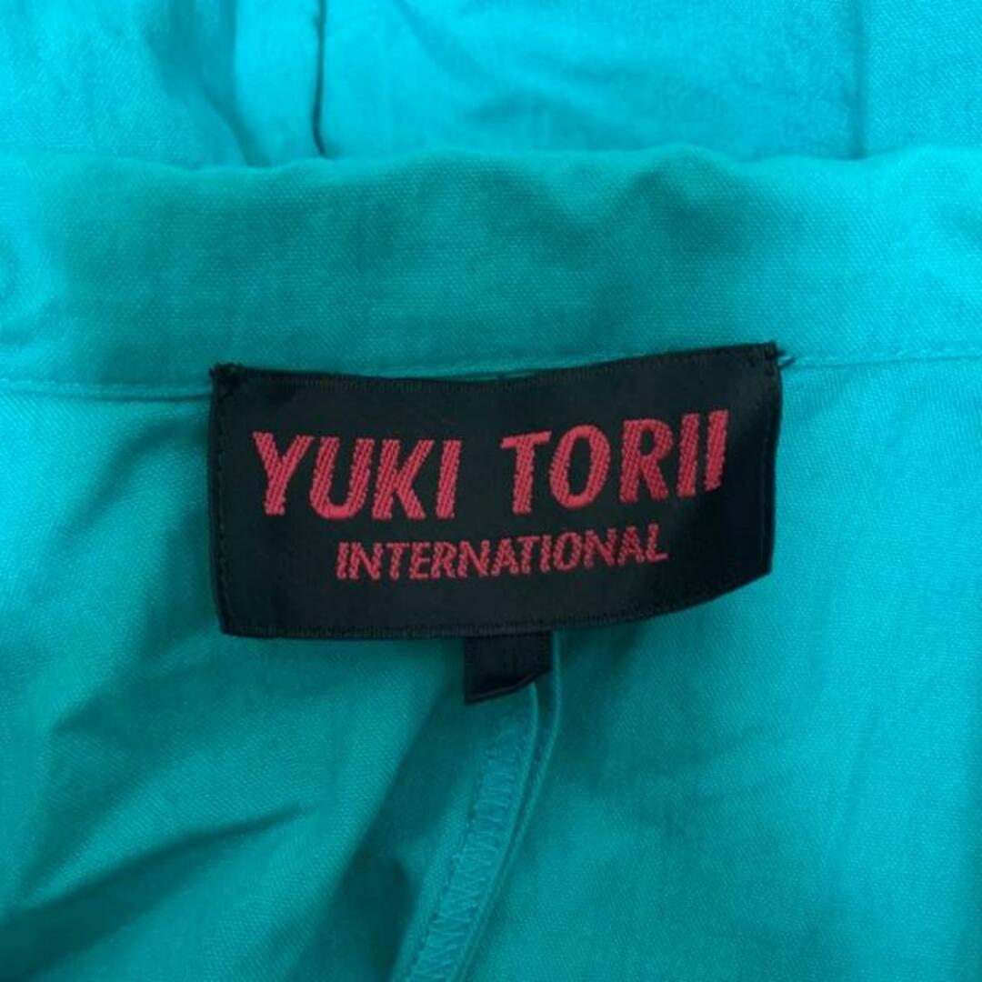 YUKI TORII INTERNATIONAL(ユキトリイインターナショナル)のYUKITORII(ユキトリイ) ジャケット サイズ42 L レディース美品  - グリーン×白 長袖/ビーズ/刺繍/秋/春 レディースのジャケット/アウター(その他)の商品写真