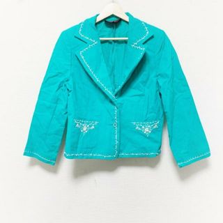 ユキトリイインターナショナル(YUKI TORII INTERNATIONAL)のYUKITORII(ユキトリイ) ジャケット サイズ42 L レディース美品  - グリーン×白 長袖/ビーズ/刺繍/秋/春(その他)