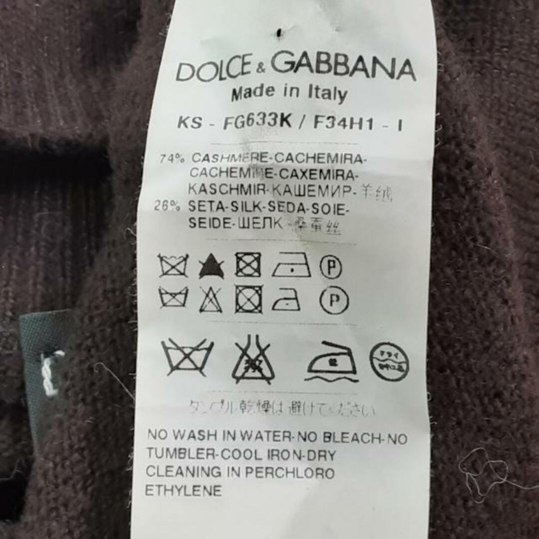 DOLCE&GABBANA(ドルチェアンドガッバーナ)のDOLCE&GABBANA(ドルチェアンドガッバーナ) 半袖セーター サイズ36 S レディース美品  - ダークブラウン タートルネック/カシミヤ/シルク カシミヤ、シルク レディースのトップス(ニット/セーター)の商品写真