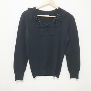 トゥービーシック(TO BE CHIC)のTO BE CHIC(トゥービーシック) 長袖カットソー サイズ3 L レディース - 黒 クルーネック/スパンコール/ビーズ/リボン(カットソー(長袖/七分))