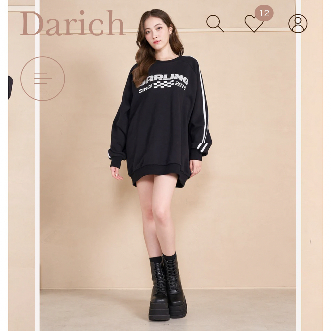 Darich(ダーリッチ)のチェッカーグラフィックプルオーバー レディースのトップス(トレーナー/スウェット)の商品写真