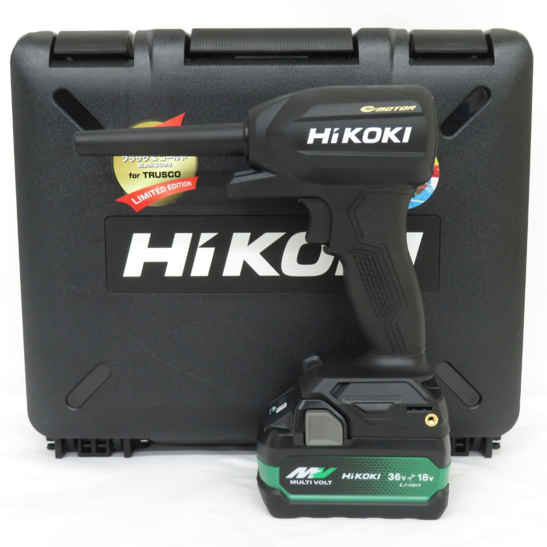 ハイコーキ(ハイコーキ)のHiKOKI ハイコーキ 18V 5.0Ah コードレスエアダスタ ブラック/ゴールド ケース・充電器・新型バッテリ2個セット RA18DA(2XPZ)(BG) 未使用品 自動車/バイクのバイク(工具)の商品写真
