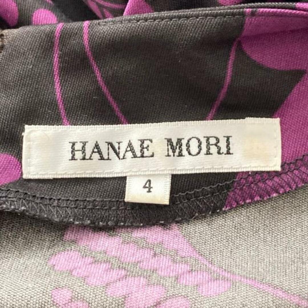 HANAE MORI(ハナエモリ)のHANAE MORI(ハナエモリ) ワンピース サイズ4 XL レディース - パープル×黒 クルーネック/長袖/ひざ丈/バタフライ(蝶) レディースのワンピース(その他)の商品写真