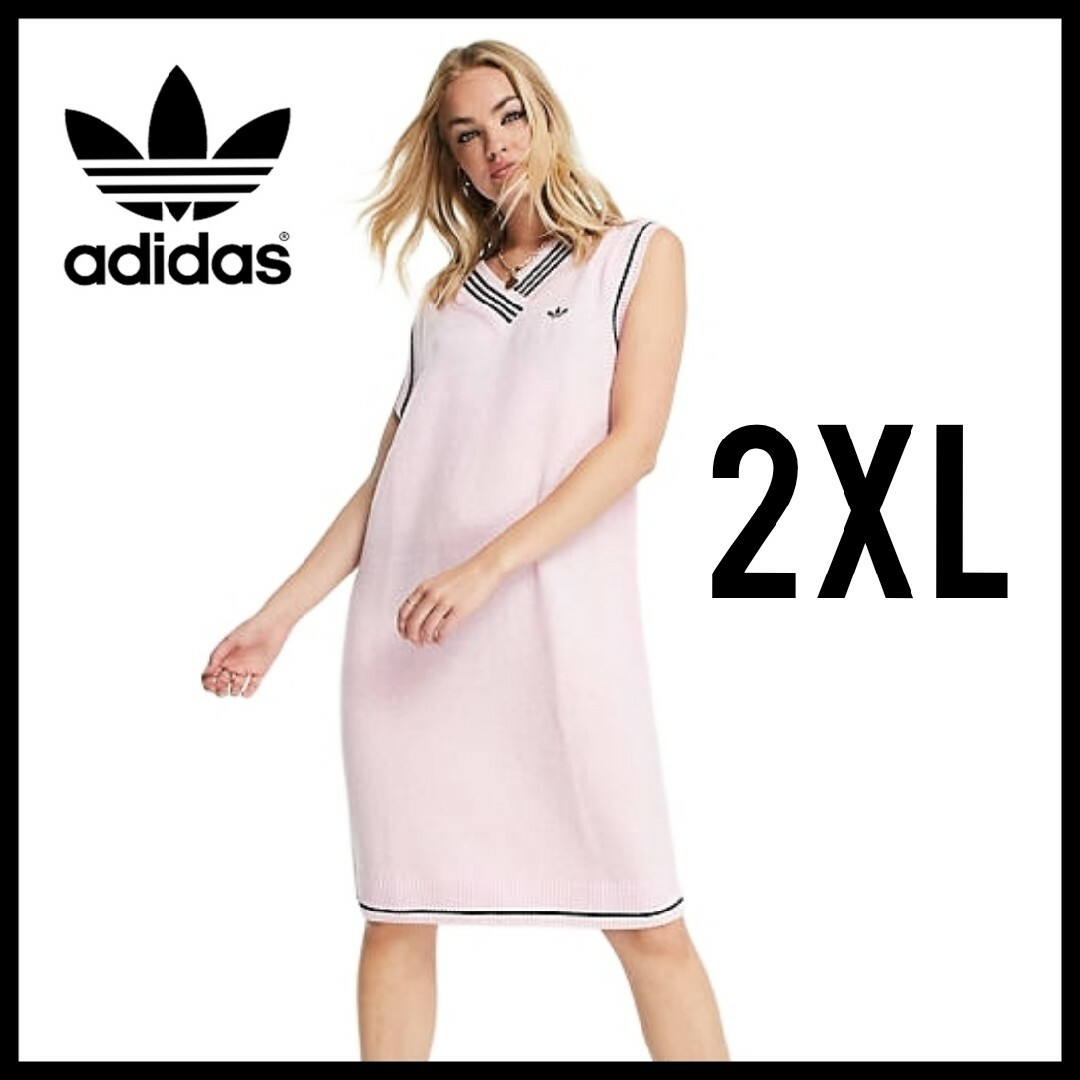 adidas(アディダス)のadidas★ルーズフィット ニットワンピース★チュニック★2XL★レディース レディースのワンピース(ミニワンピース)の商品写真