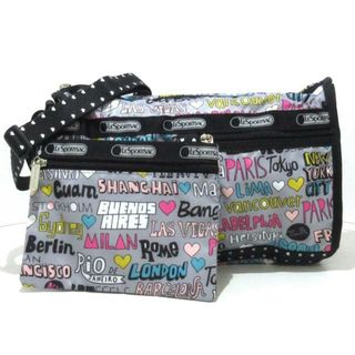 レスポートサック(LeSportsac)のLESPORTSAC(レスポートサック) ショルダーバッグ - グレー×黒×マルチ ローマ字/ハート レスポナイロン(ショルダーバッグ)