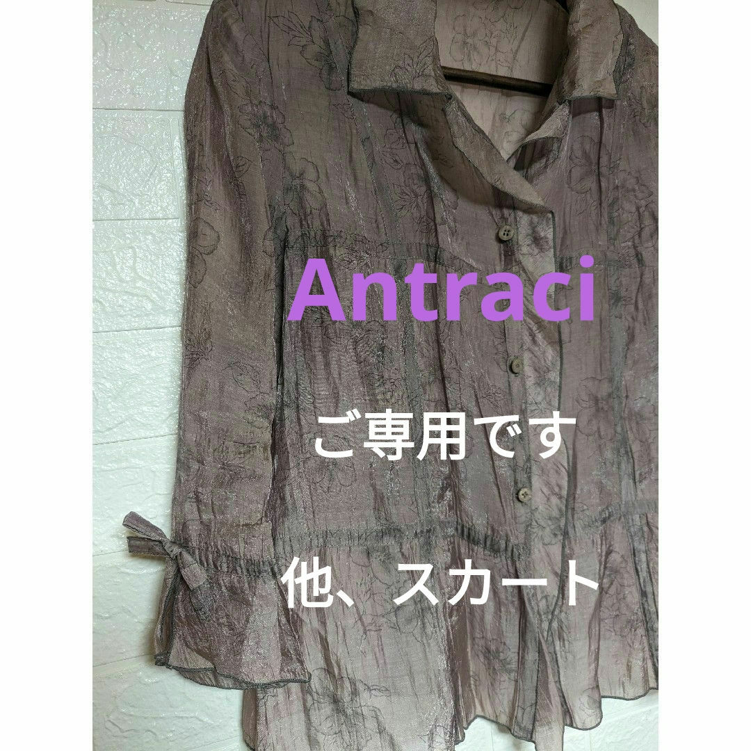 匿名配送＊Antraci☆レディース花柄シアーブラウス（パープルブラウン） レディースのトップス(シャツ/ブラウス(長袖/七分))の商品写真