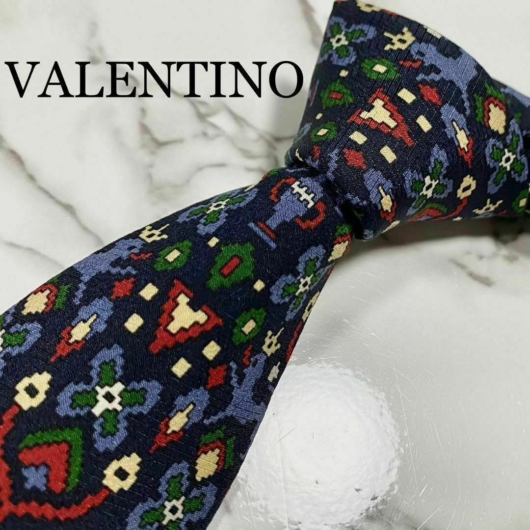 VALENTINO(ヴァレンティノ)のネクタイ ヴァレンティノ ドット絵 アート 総柄 ワンポイントロゴ シルク メンズのファッション小物(ネクタイ)の商品写真