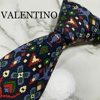 VALENTINO - ネクタイ ヴァレンティノ ドット絵 アート 総柄 ワンポイントロゴ シルク