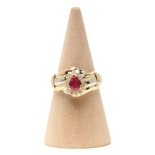 美品  リング 指輪 K18 Pt900 ルビー0.46ct(リング(指輪))