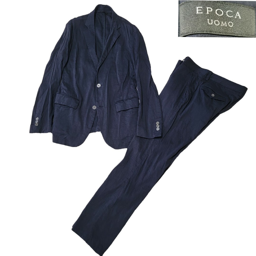 【リネンストレッチ】エポカ EPOCA UOMO スーツ M セットアップ 紺 | フリマアプリ ラクマ