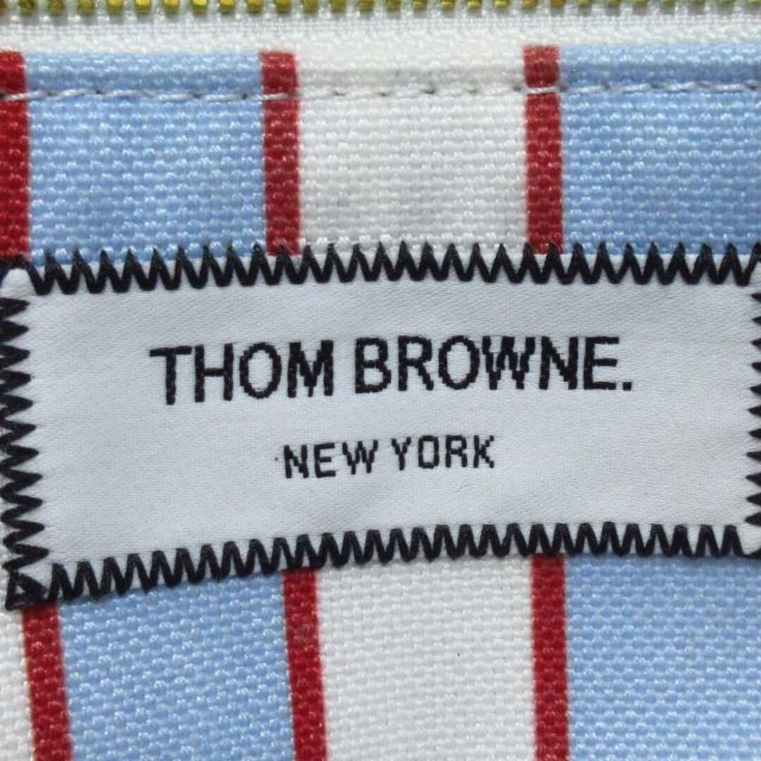 THOM BROWNE(トムブラウン)のTHOM BROWNE(トムブラウン) トートバッグ ライトブルー×白×レッド ストライプ/ロゴパッチ キャンバス レディースのバッグ(トートバッグ)の商品写真