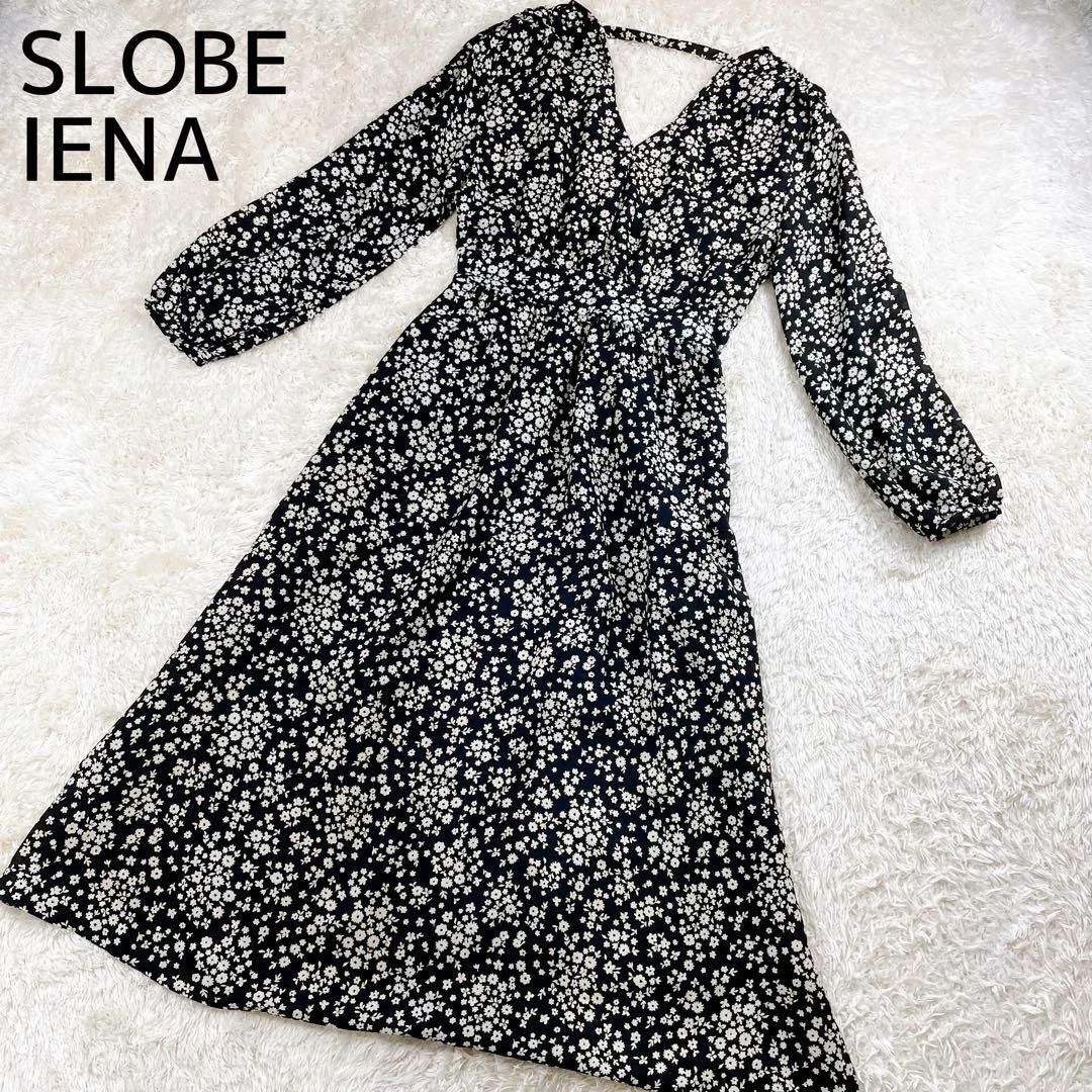 SLOBE IENA(スローブイエナ)のSLOBE IENA スローブイエナ　花柄　Vネック　ロングワンピース レディースのワンピース(ロングワンピース/マキシワンピース)の商品写真