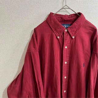 ポロラルフローレン(POLO RALPH LAUREN)の【美品】ラルフローレン BDシャツ 刺繍ロゴ　赤　ボルドーレッド　XL(シャツ)