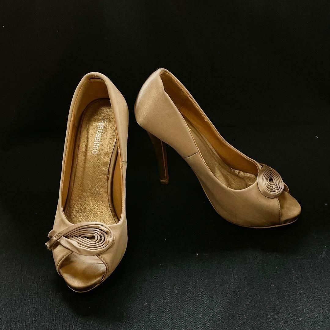 ゴールド オープントゥ ピンヒール パンプス レディースの靴/シューズ(ハイヒール/パンプス)の商品写真