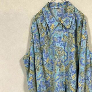 ナチュラルヴィンテージ(natuRAL vintage)のシャツ 長袖 ペイズリー 総柄 くすみカラー レトロ感 90s M(シャツ)