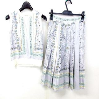 エミリオプッチ(EMILIO PUCCI)のEMILIO PUCCI(エミリオプッチ) スカートセットアップ レディース美品  - ライトパープル×白×マルチ シルク/春/夏/ノースリーブ/プリーツスカート/ロング(セット/コーデ)