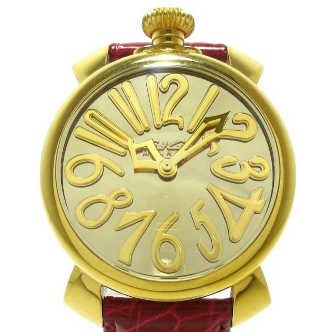 GaGa MILANO(ガガミラノ)のGAGA MILANO(ガガミラノ) 腕時計美品  マヌアーレ40 5223.MIR.01 ボーイズ SS/革ベルト/世界500本限定 ゴールド レディースのファッション小物(腕時計)の商品写真