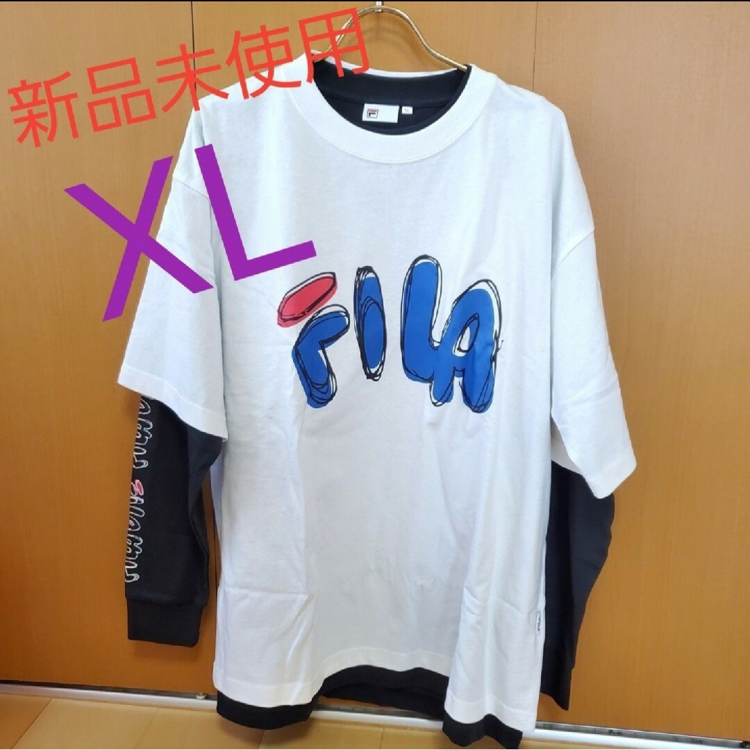 FILA(フィラ)のFILA 長袖 XL ブラック 半袖 古着 ビンテージ ヴィンテージ メンズのトップス(Tシャツ/カットソー(半袖/袖なし))の商品写真