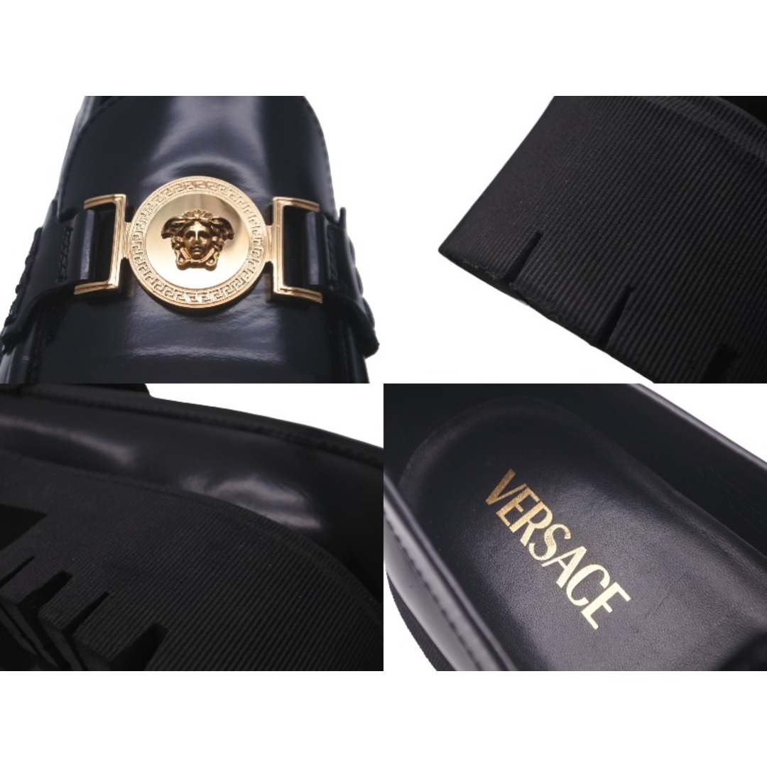 VERSACE(ヴェルサーチ)のVERSACE ヴェルサーチ ローファー メデューサ 厚底 レザー サイズ38 ブラック ゴールド金具 美品 中古 61326 レディースの靴/シューズ(その他)の商品写真