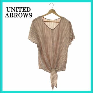 ビューティアンドユースユナイテッドアローズ(BEAUTY&YOUTH UNITED ARROWS)のUNITED ARROWS ユナイテッドアローズ Vネック 半袖 ブラウン(カットソー(半袖/袖なし))